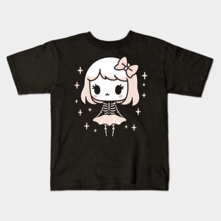 Cute Kawaii Girl in a Skeleton Costume | Halloween Cute Chibi Design Kids T-Shirt